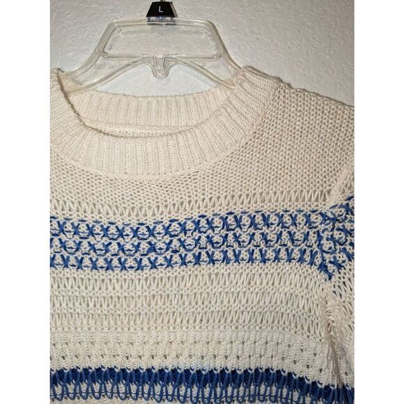 Current‎ Elliott The Mixed Stitch Stripe Half-Sleeve Sweater Blue Horizon Size 0 - Picture 6 of 16